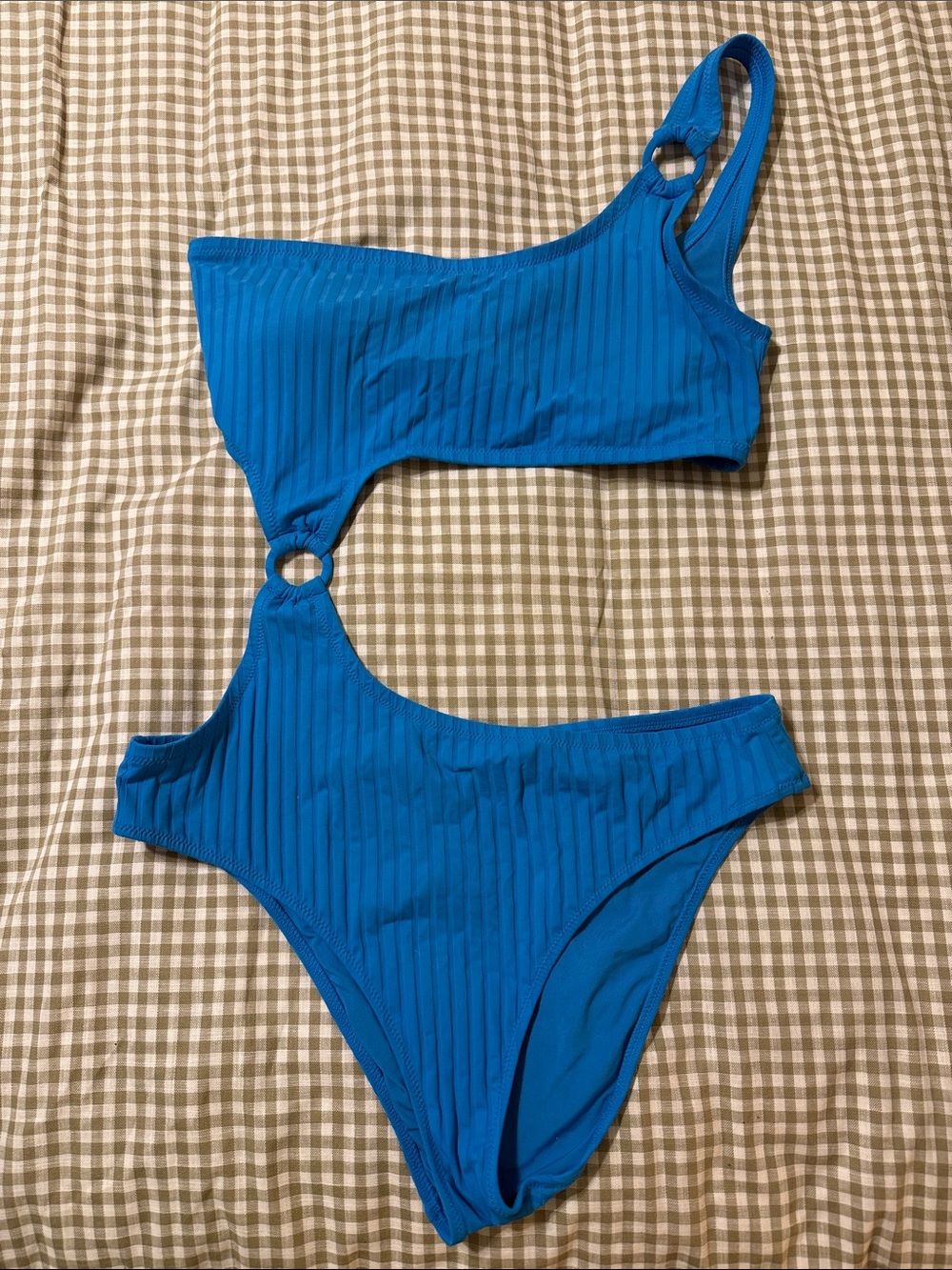 aerie Bright Blue One-Piece Swimsuit with Ring Cutout